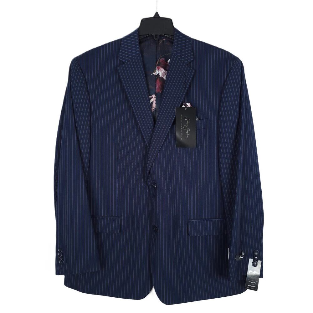 Sean John Mens Classic Fit Suit Jacket Blazer 36r Navy Pinstripe Stretch Nwt